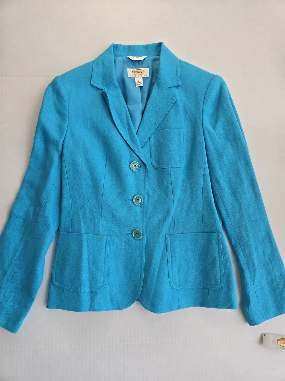 Talbots Vintage Petites Blue Irish Linen Blazer - Size 2P - NWT